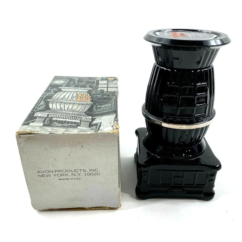 AVON Excalibur After Shave in Decorative 5 oz. Pot-Belly Stove Decanter NOS FULL